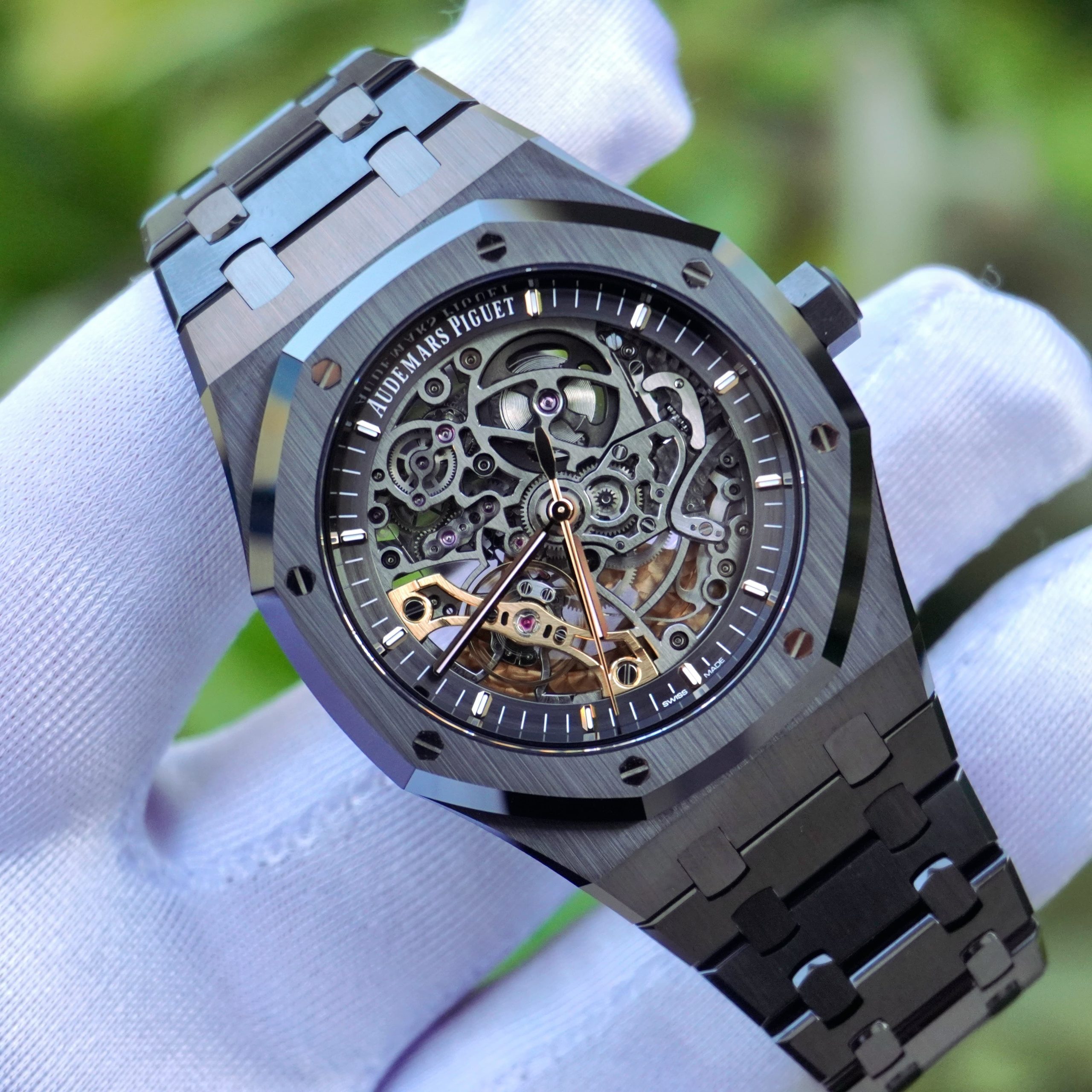 Pre-owned Audemars Piguet Royal Oak Double Balance Wheel Openworked Black Ceramic 15416CE.OO.1225CE.01