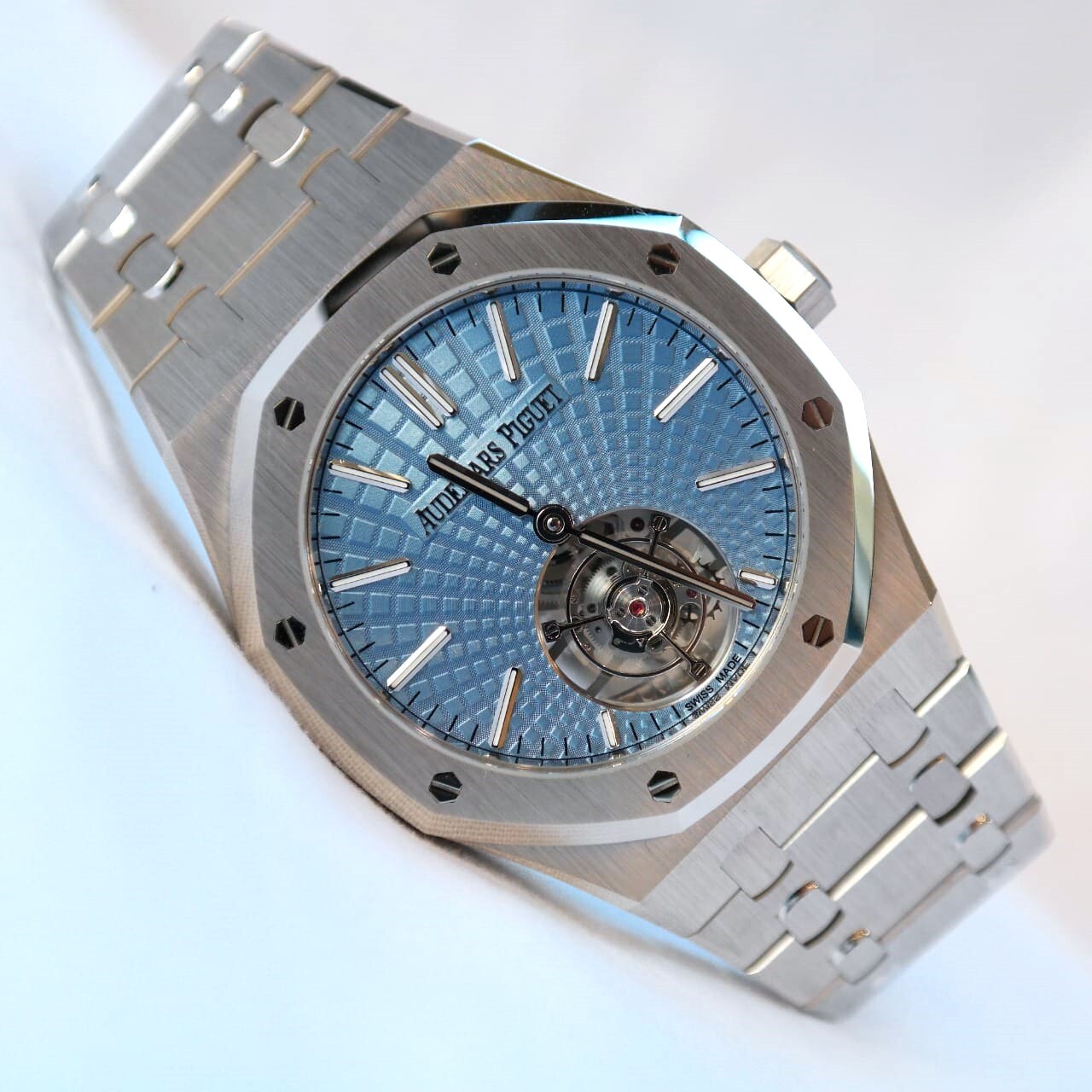 Pre-owned Audemars Piguet Royal Oak Flying Tourbillon Light Blue Dial 41mm 26530PT.OO.1220PT.01