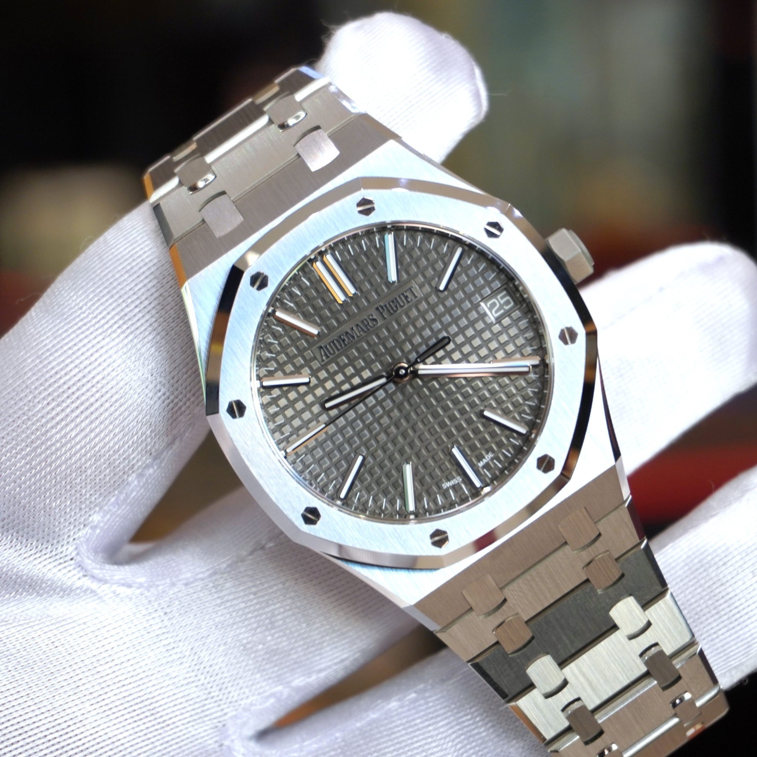 Pre-owned Audemars Piguet Royal Oak Stainless Steel Grey Dial 41mm 15510ST.OO.1320ST.10