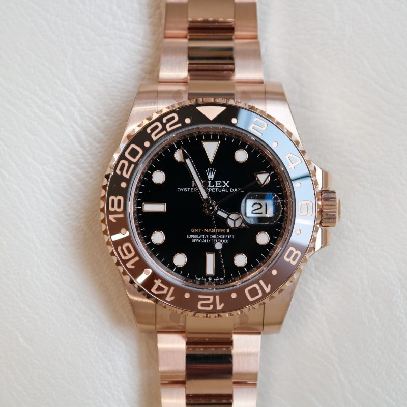Pre-Owned Rolex GMT-MASTER II Rose Gold 40mm Black Dial 126715CHNR