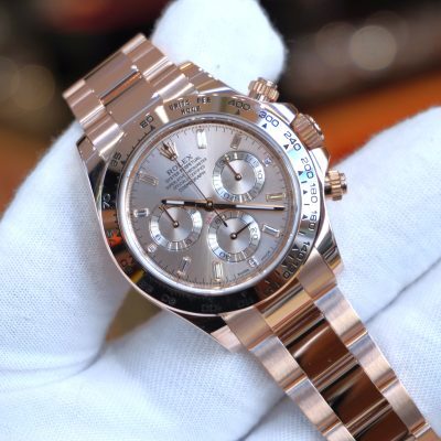 Pre-Owned Rolex Daytona Rose Gold 40mm Pink Dial Baguette Marker 116505
