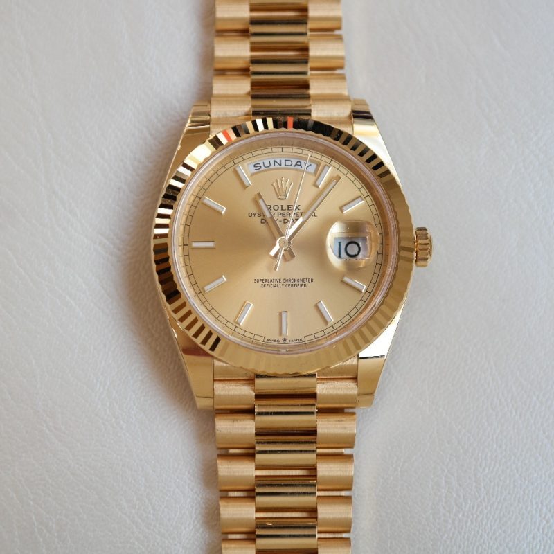 Pre-Owned Rolex Day-Date 40mm Yellow Gold Champagne Index Dial  228238