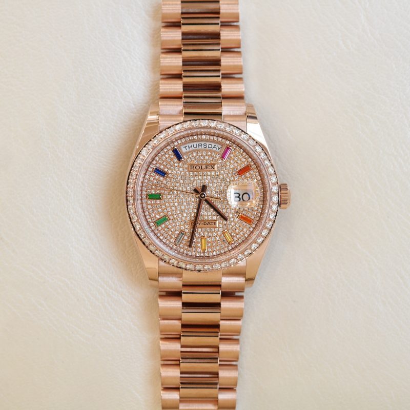 Pre-Owned Rolex DayDate 36mm Paved Diamonds Afterset President 118205