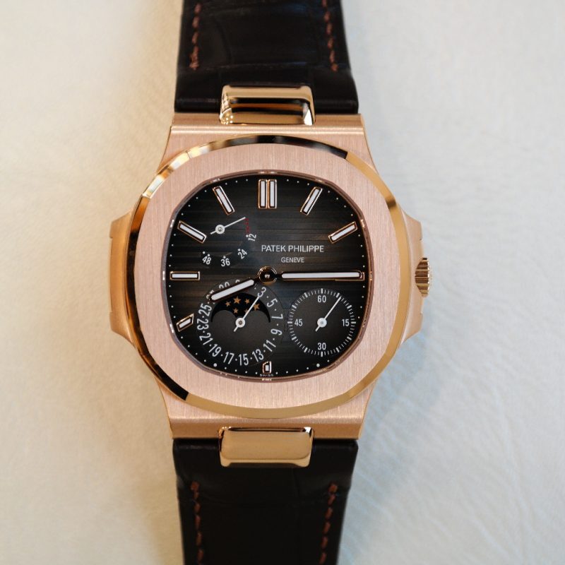 Pre-owned Patek Philippe Nautilus Rose Gold 40mm Moon Phases 5712R