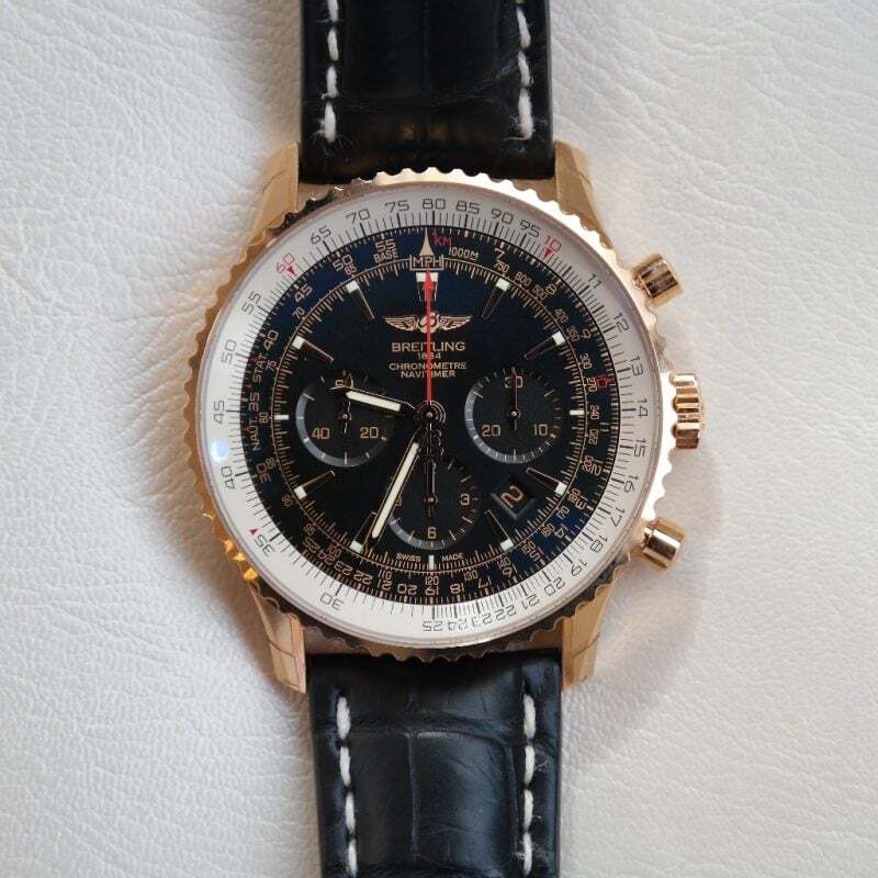 Pre-Owned Breitling Chronograph Navitimer 01 Rose Gold 46mm RB0127E6/BF16