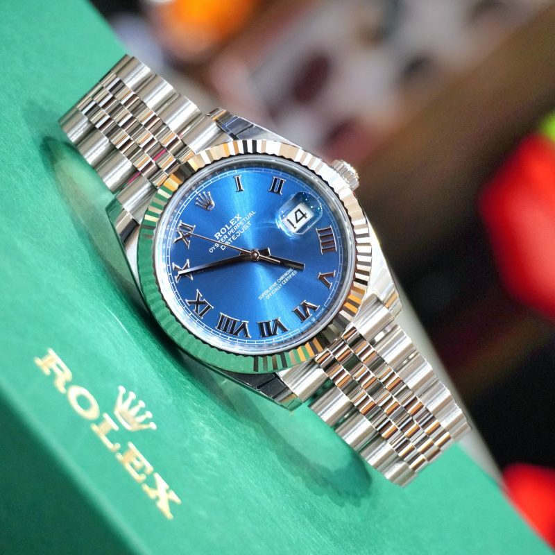 Pre-Owned Rolex DateJust Steel 41mm Blue Roman-Dial Jubilee 126334-0026 - Image 3