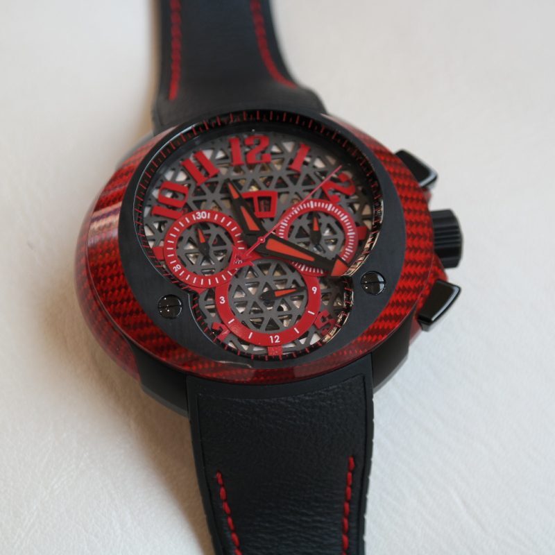Pre-owned Franc Vila EVOS Limited of 88 Pieces Red-Carbon Chronograph Skeleton