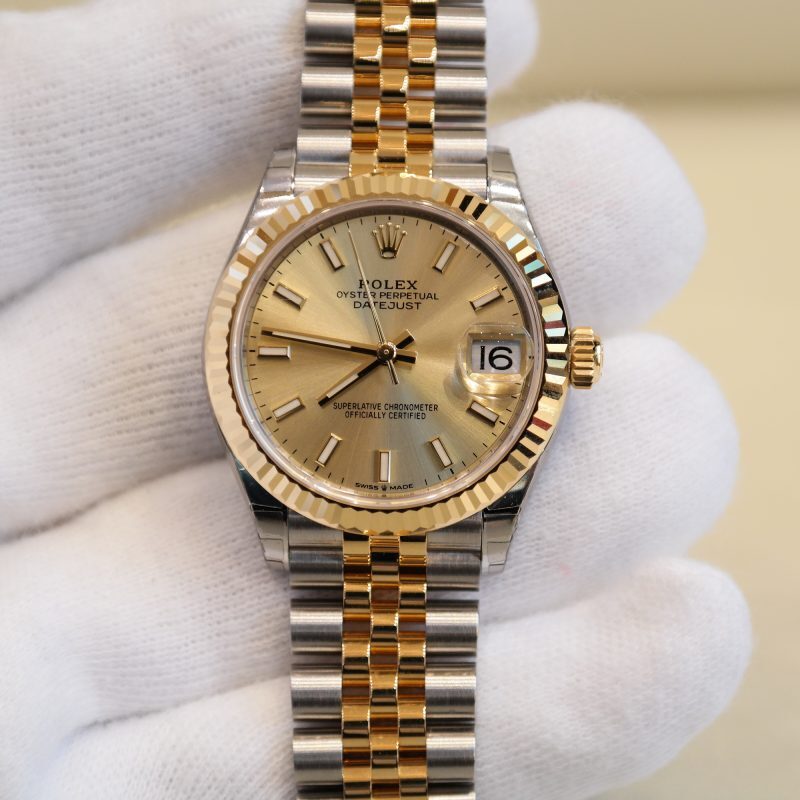 Pre-owned Rolex DateJust Steel & Yellow Gold Champagne Index-Dial Jubilee 278273