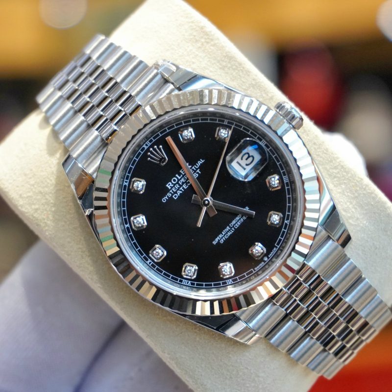 Pre-owned Rolex DateJust Full Steel 41mm Black Diamond Dial Jubilee 126334 - Image 3