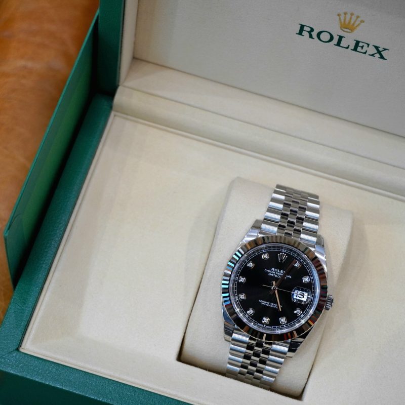 Pre-owned Rolex DateJust Full Steel 41mm Black Diamond Dial Jubilee 126334 - Image 4