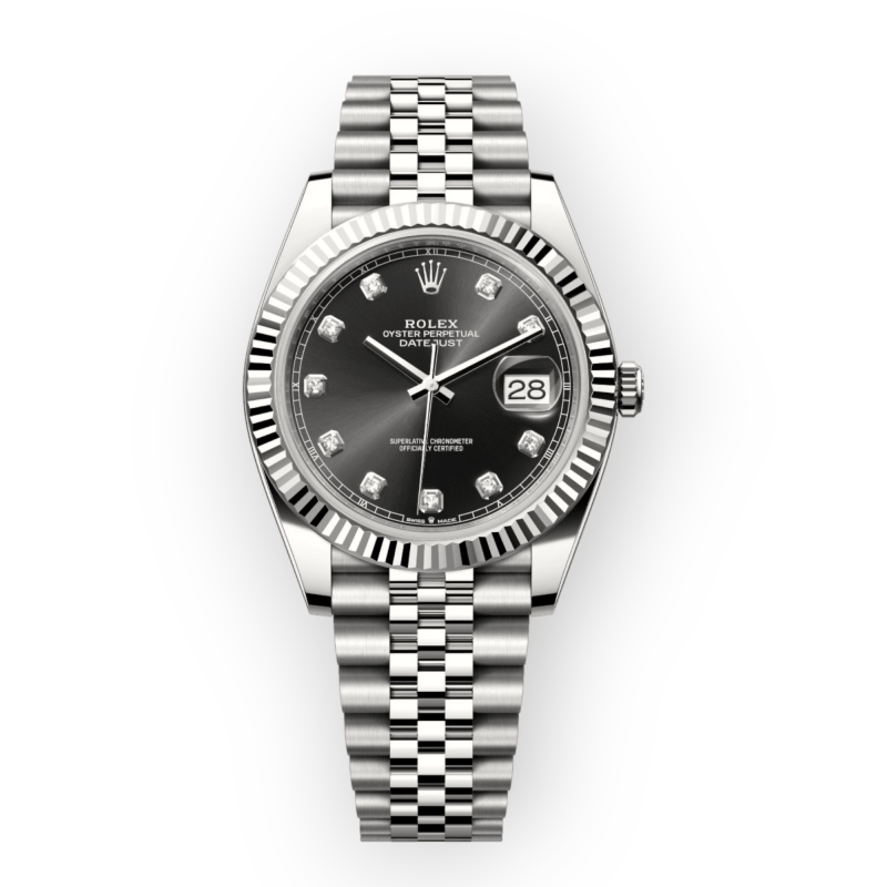 Pre-owned Rolex DateJust Full Steel 41mm Black Diamond Dial Jubilee 126334
