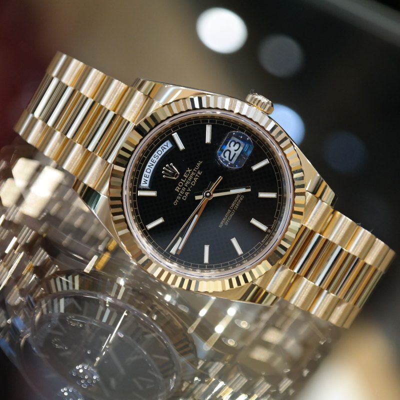 Pre-Owned Rolex Day-Date Yellow Gold 40mm Black Motif Dial President 228238 - Image 2