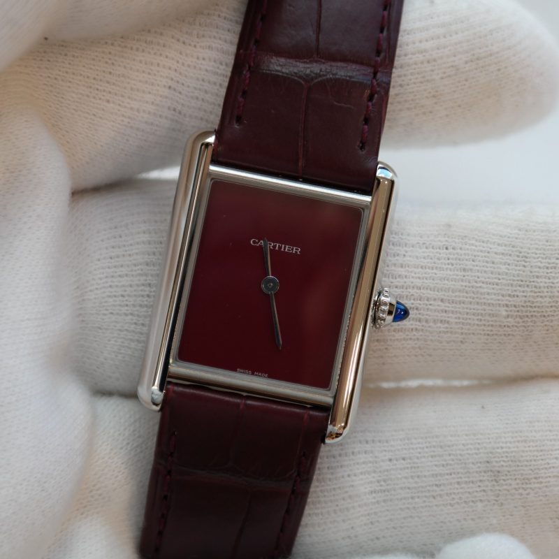Pre-Owned Cartier TANK MUST WATCH Steel 33.7mm Red Dial WSTA0054