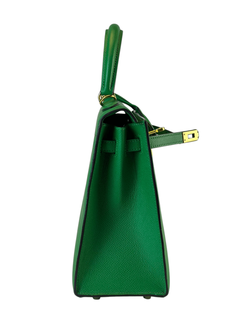 Pre-Owned Hermes Kelly 28 Epsom Green Bamboo With Gold Hardware - Image 3