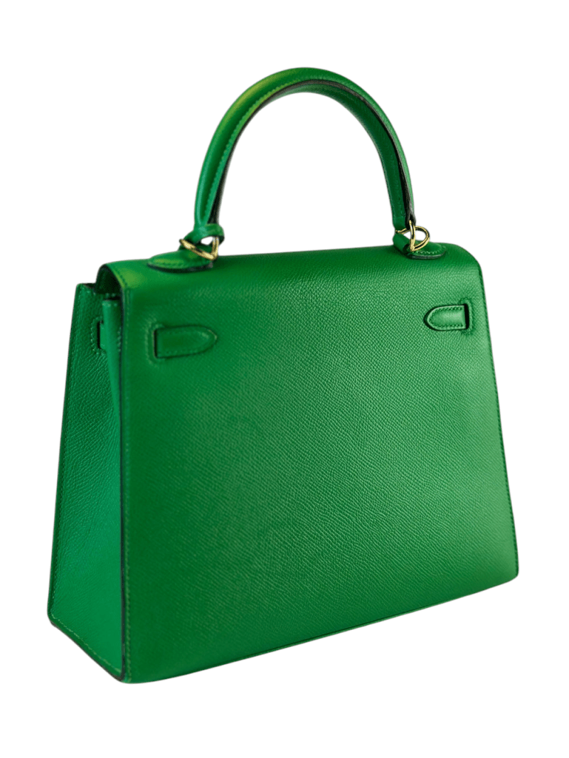 Pre-Owned Hermes Kelly 28 Epsom Green Bamboo With Gold Hardware - Image 4