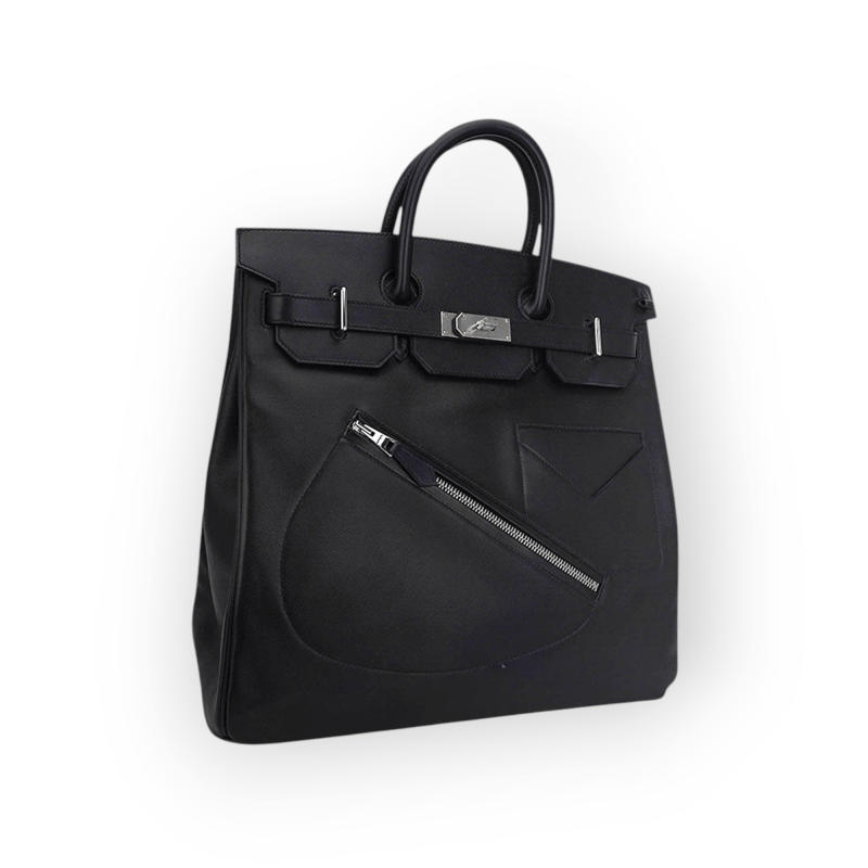 Pre-Owned Hermes Birkin 40 Hac Veau Volupto Leather "Rock'' With Palladium Hardware - Image 3