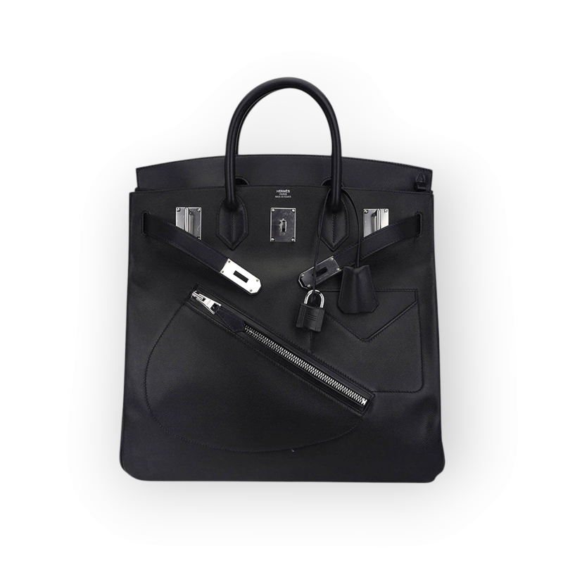 Pre-Owned Hermes Birkin 40 Hac Veau Volupto Leather "Rock'' With Palladium Hardware - Image 2