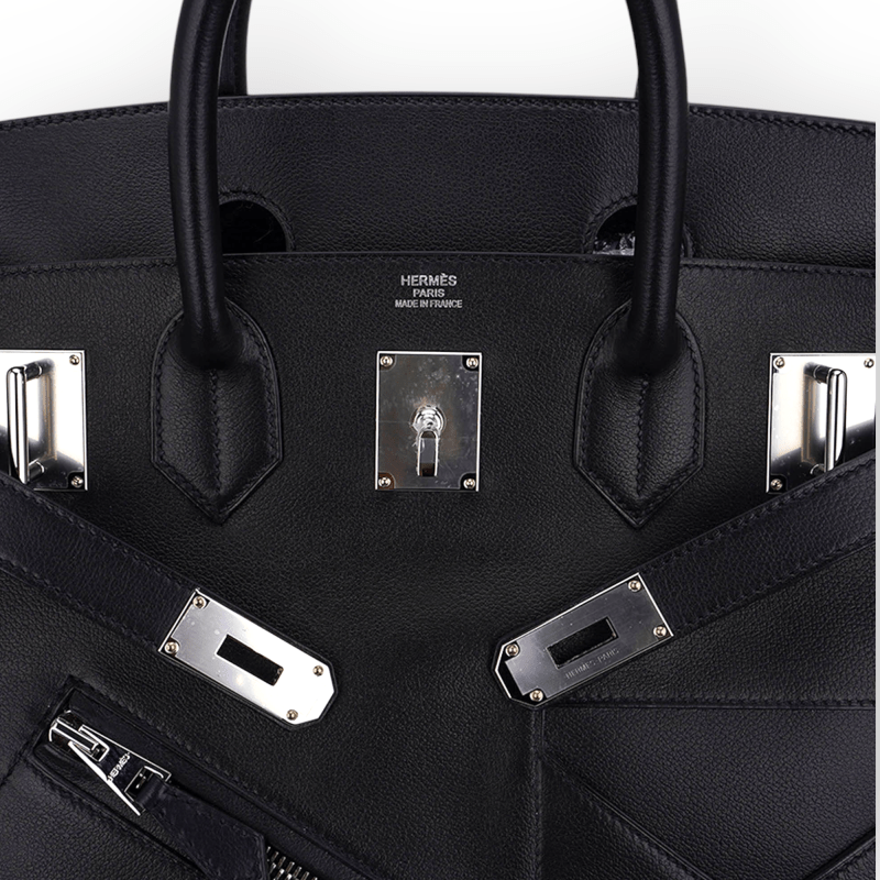 Pre-Owned Hermes Birkin 40 Hac Veau Volupto Leather "Rock'' With Palladium Hardware - Image 5