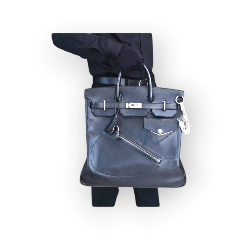 Pre-Owned Hermes Birkin 40 Hac Veau Volupto Leather "Rock'' With Palladium Hardware - Image 8