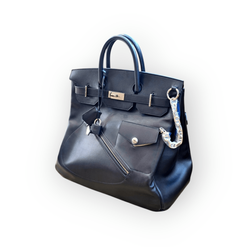 Pre-Owned Hermes Birkin 40 Hac Veau Volupto Leather "Rock'' With Palladium Hardware - Image 4