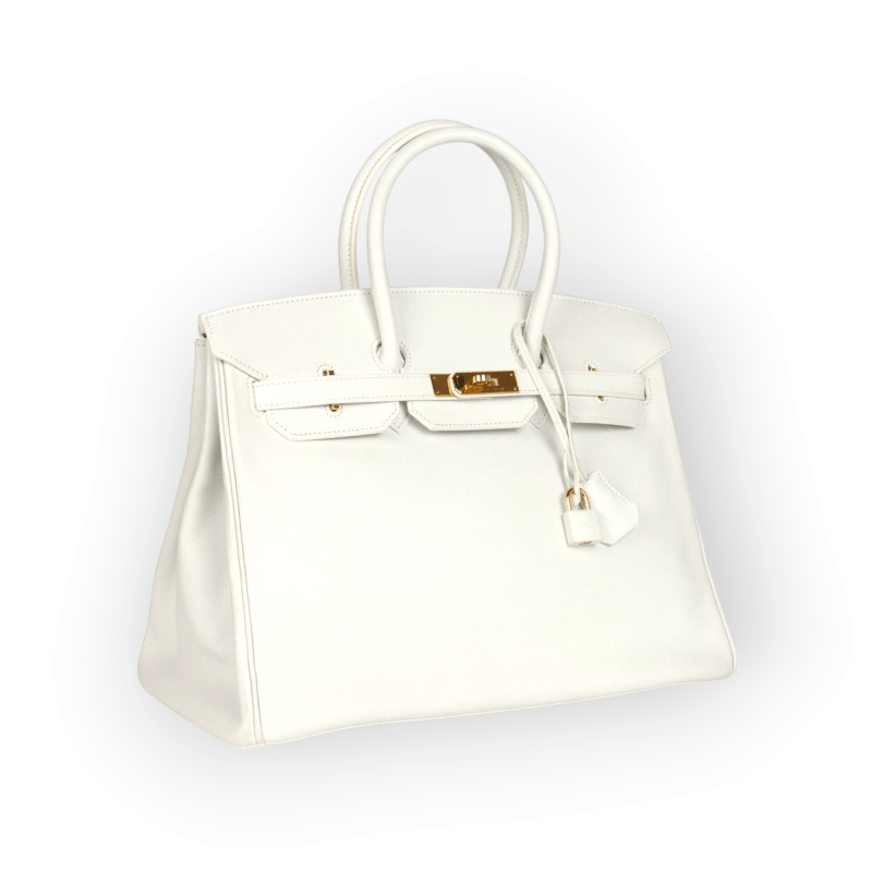 Pre-Owned Hermes Birkin 35 White Epsom Leather GHW - Image 2