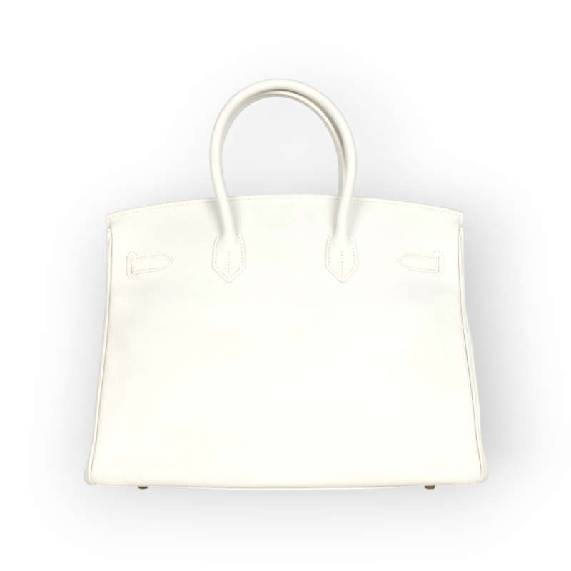 Pre-Owned Hermes Birkin 35 White Epsom Leather GHW - Image 3