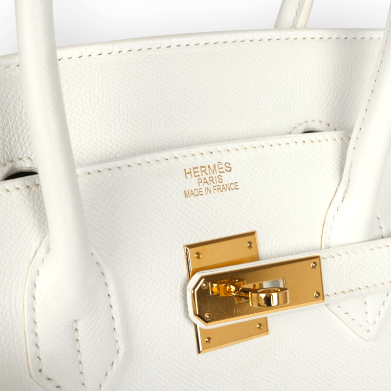 Pre-Owned Hermes Birkin 35 White Epsom Leather GHW - Image 4