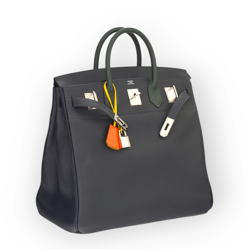 Pre-Owned Hermes Hac Haut 40 Men's Birkin BI Color Blue Nuit Togo Leather with Palladium Hardware - Image 2