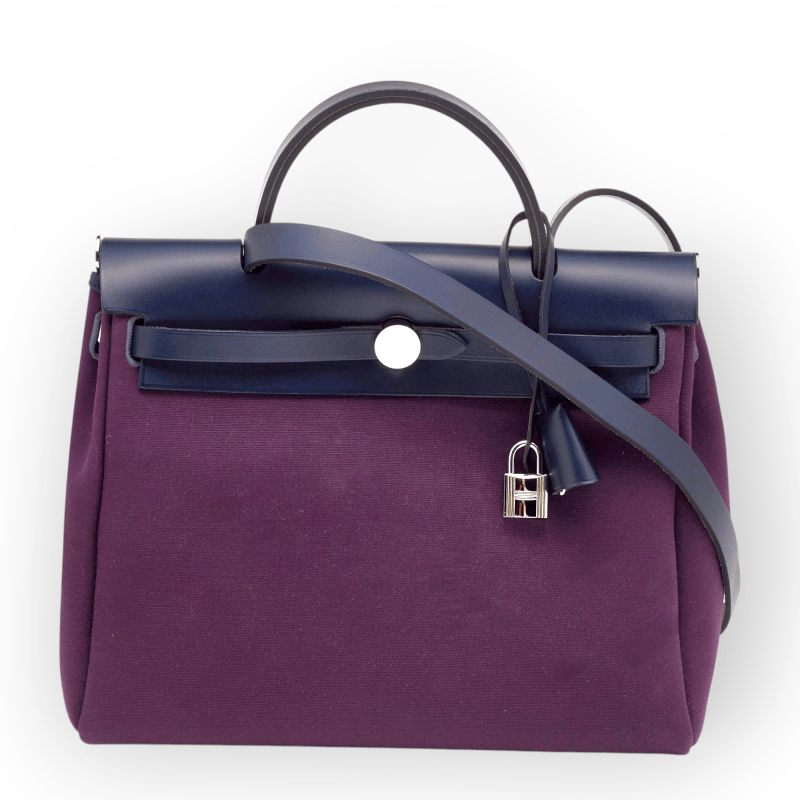 Pre-Owned Hermes Herbag Zip Retourne Cabine 50 Purple with Palladium Hardware