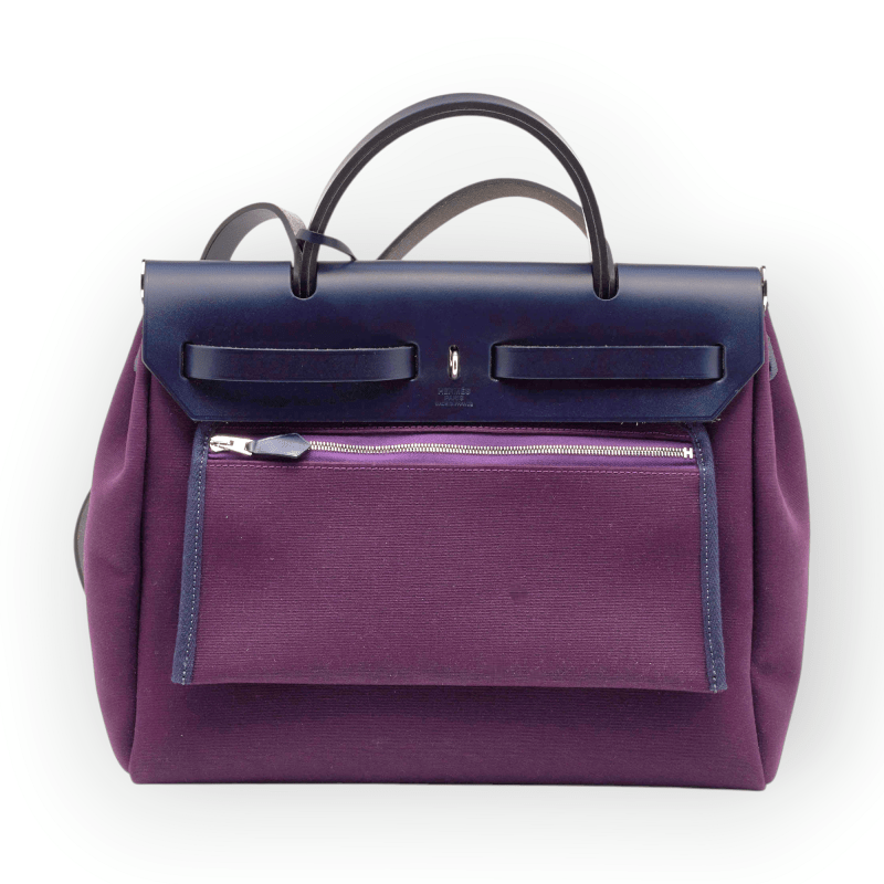 Pre-Owned Hermes Herbag Zip Retourne Cabine 50 Purple with Palladium Hardware - Image 3