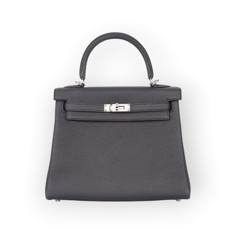 Pre-Owned Hermes Kelly 25 Retourne Togo Black/ Noir Palladium Hardware