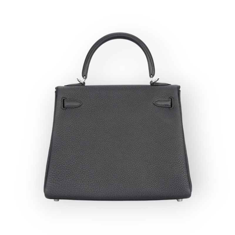 Pre-Owned Hermes Kelly 25 Retourne Togo Black/ Noir Palladium Hardware - Image 3