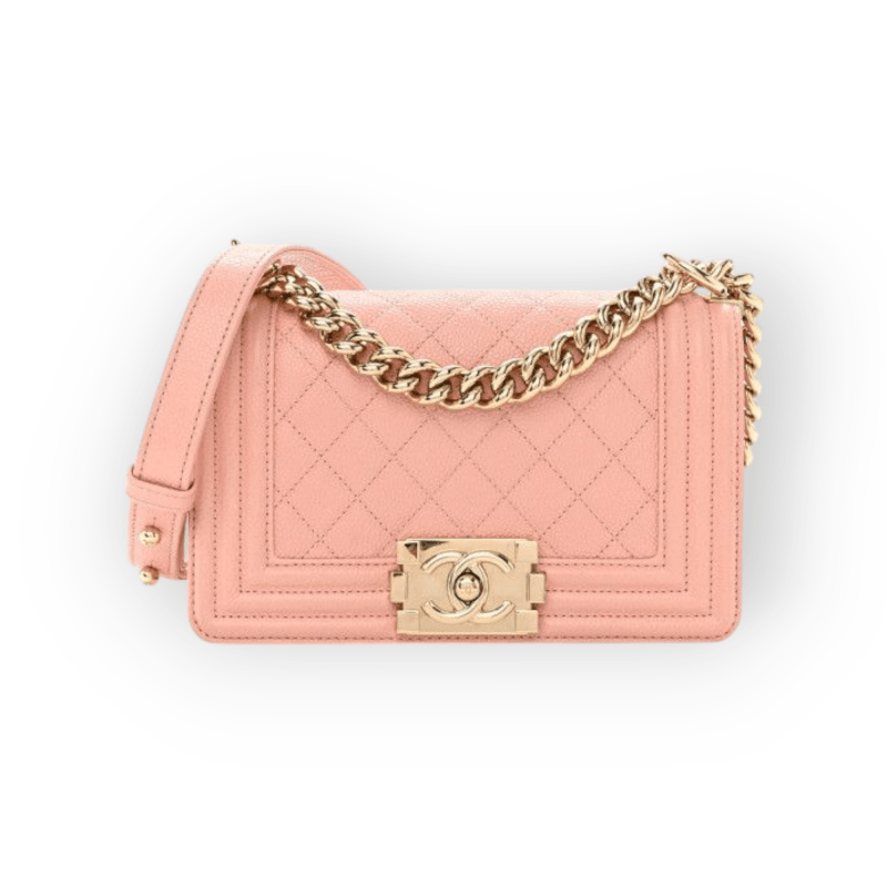 Pre-Owned Chanel Boy Medium Caviar Quilted Pink GHW