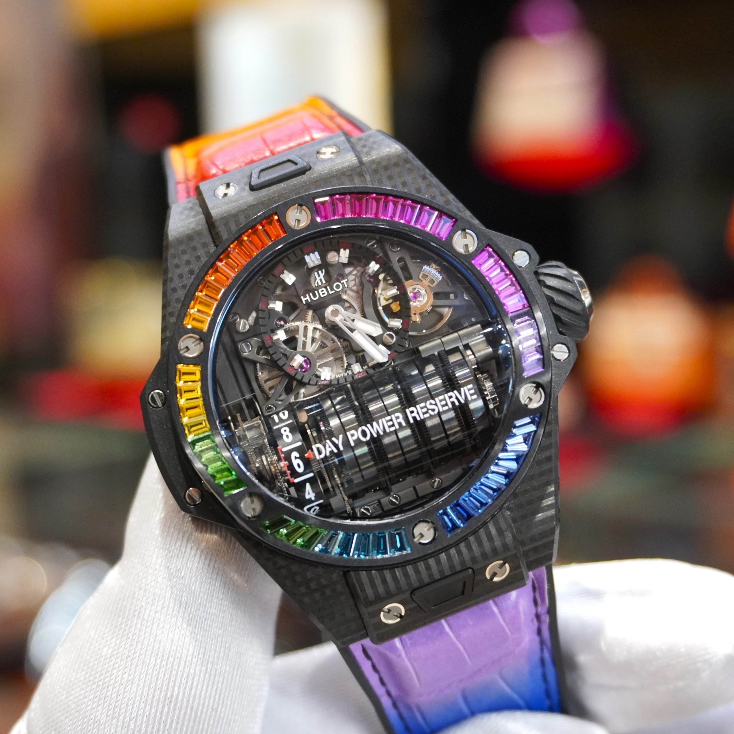 Pre-Owned Hublot Big Bang MP-11 Power Reserve 14 Days 3D Carbon Rainbow 45mm 911.QD.0123.LR.4099