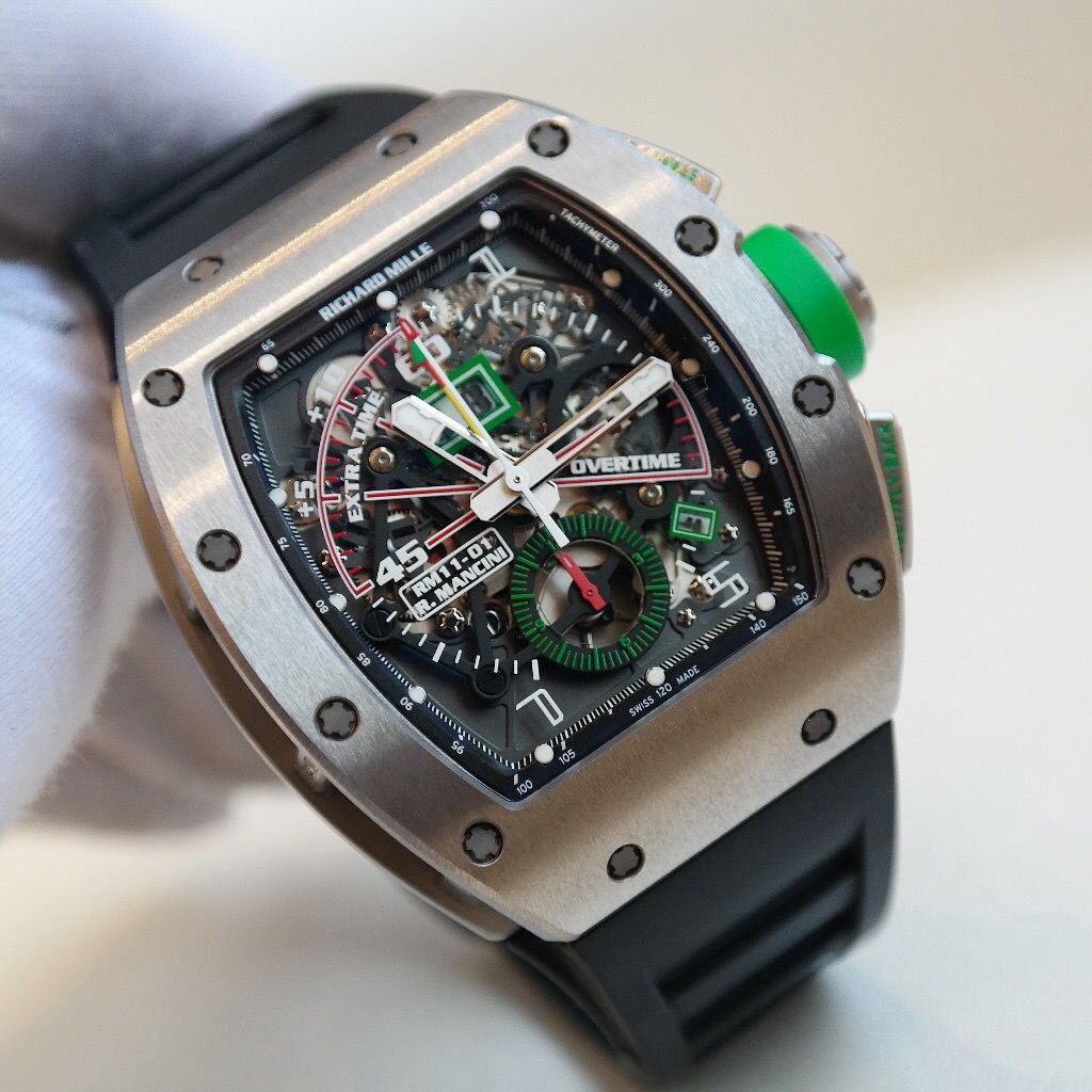 Pre-owned Richard Mille RM 11-01 Roberto Mancini Titanium Skeleton Dial Men's Watch