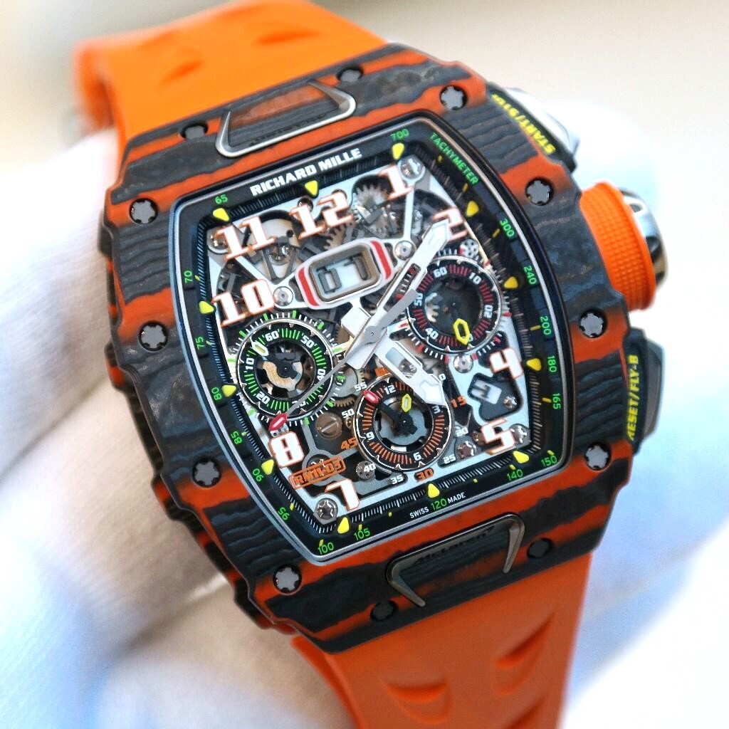 Pre-owned Richard Mille RM 11-03 Mclaren Orange Quartz Carbon TPT Automatic Watch