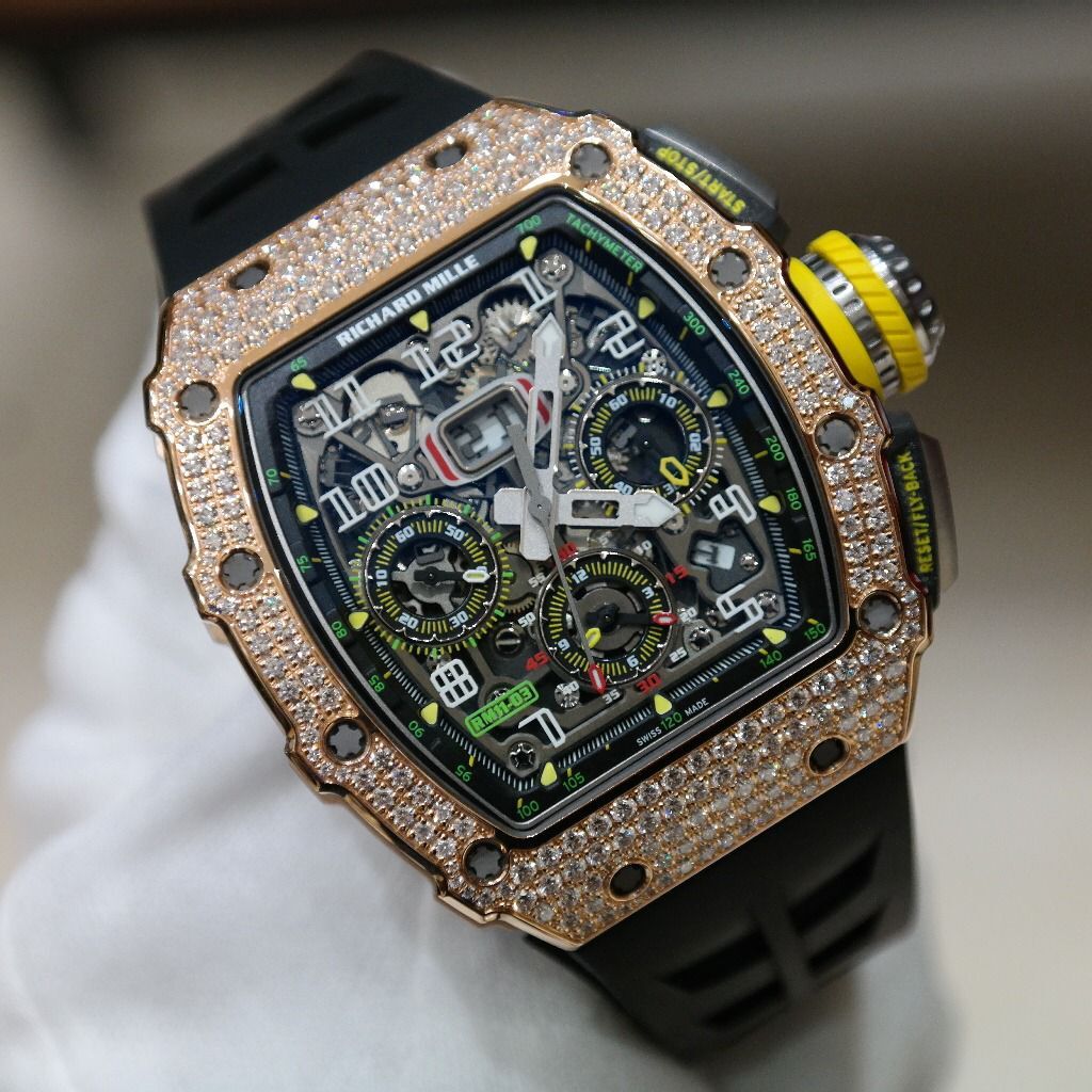 Pre-owned Richard Mille RM 11-03 Rose Gold & Titanium Diamond-Set Case Flyback Chronograph