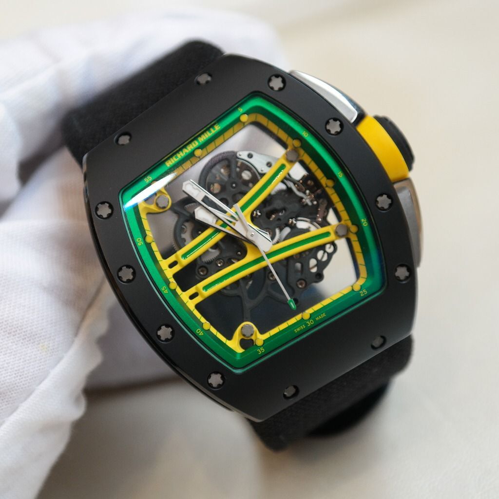 Pre-owned Richard Mille RM 61-01 Yohan Blake Black Ceramic Black Rubber Strap Men's Watch