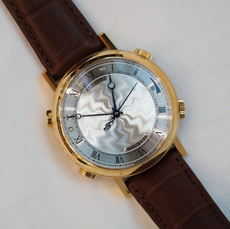 Pre-Owned Breguet Classique La Musicale Yellow Gold 48mm Silver Dial Brown Leather Strap 7800BA/11/9YV