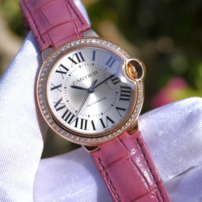 Pre-Owned Cartier Ballon Bleu Rose Gold 36mm Silver Roman Index Dial WJBB0034