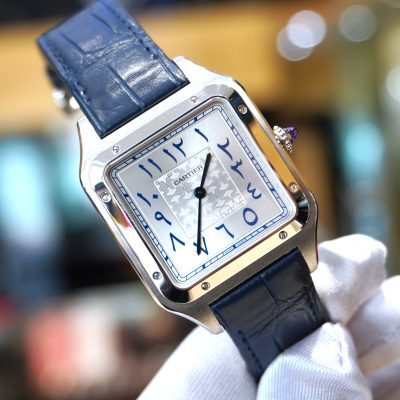 Pre-Owned Cartier Santos Dumont Platinum Limited Edition 200 XL Arabic Dial 46.6mX33.9mm WGSA0086