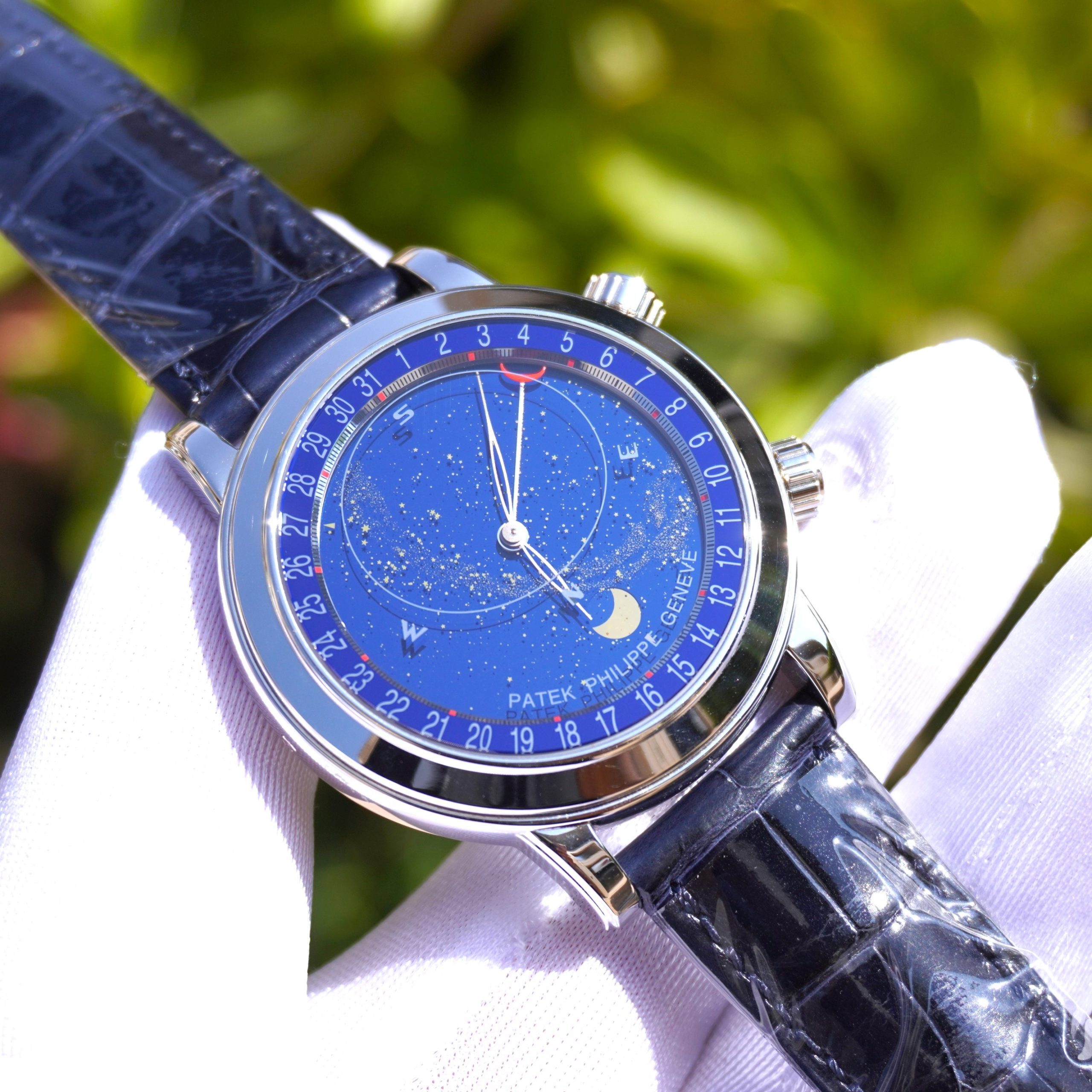 Pre-owned Patek Philippe Grand Complications Celestial Platinum 44mm Blue Dial 6102P-001
