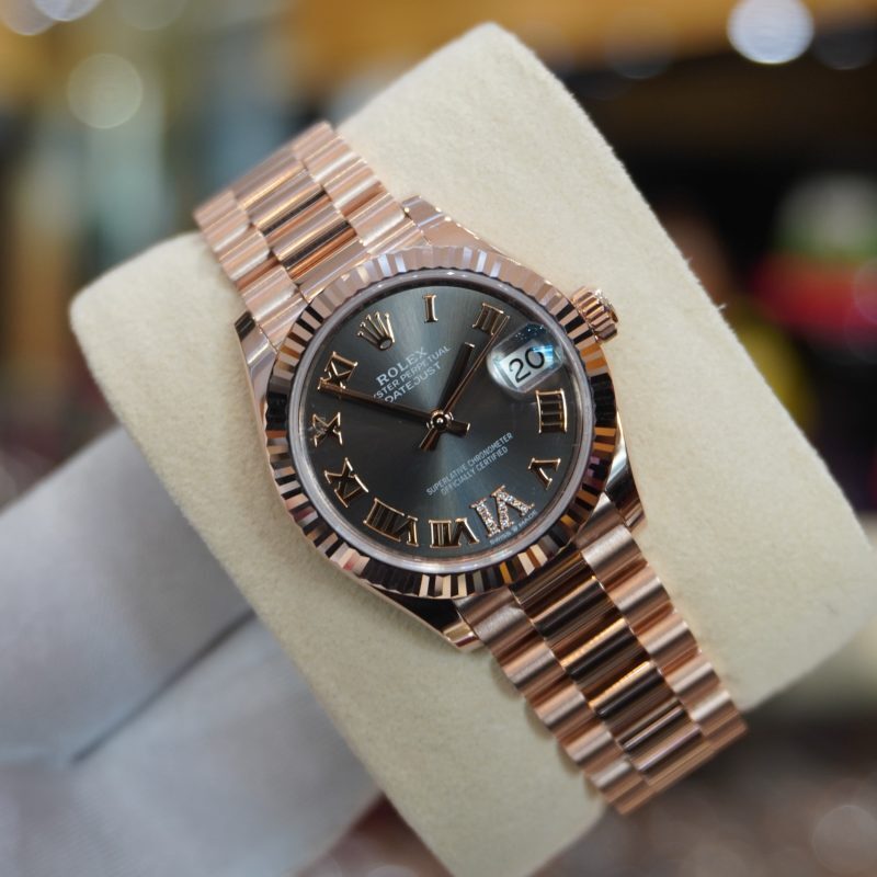 Pre-Owned Rolex DateJust 31mm Rose Gold Slate Diamond Set Dial 278275-0033