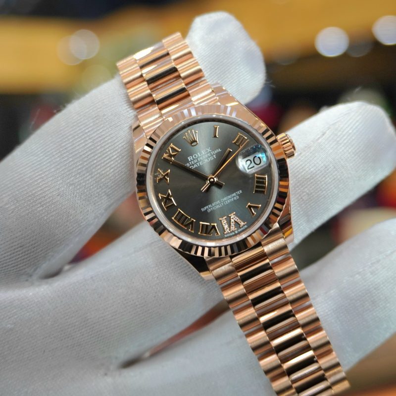 Pre-Owned Rolex DateJust 31mm Rose Gold Slate Diamond Set Dial 278275-0033 - Image 2
