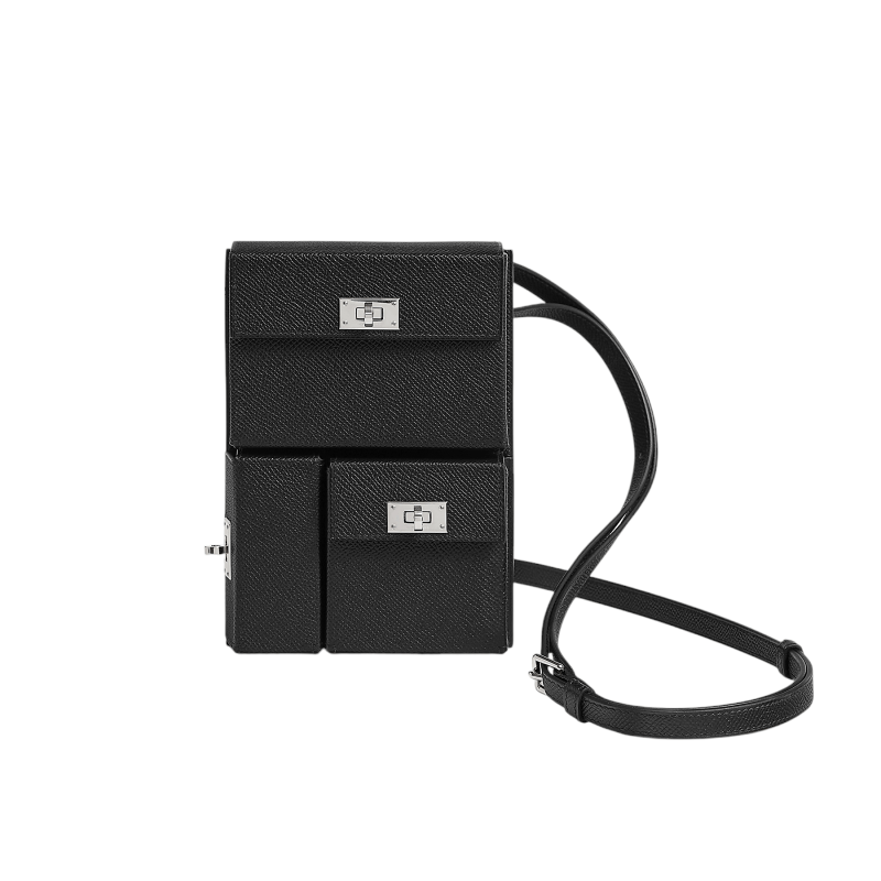 Pre-Owned Hermes Kelly Multi pocket To Go Pouch Epsom Noir PHW