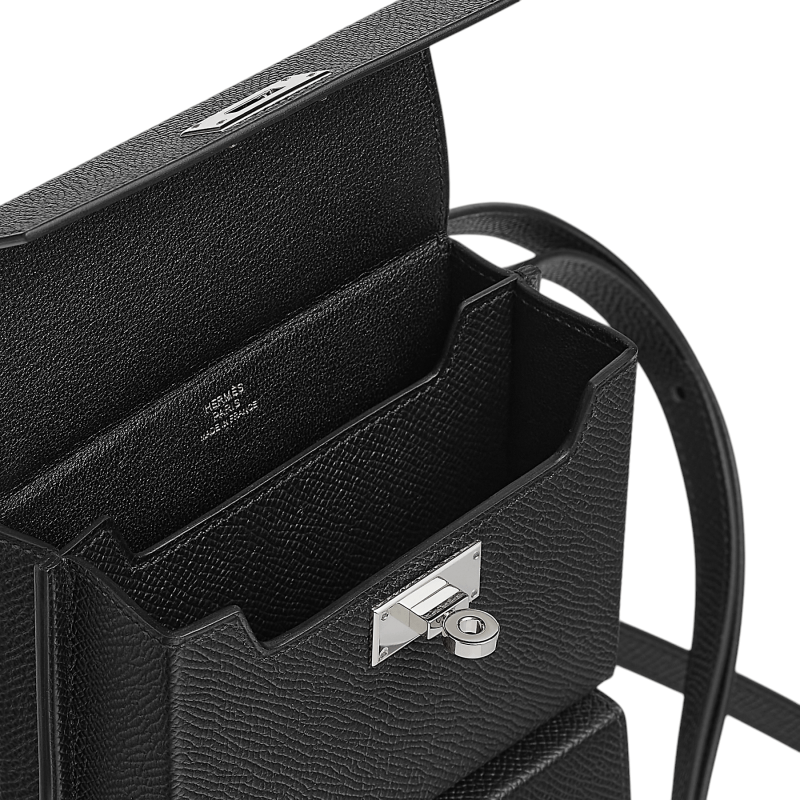 Pre-Owned Hermes Kelly Multi pocket To Go Pouch Epsom Noir PHW - Image 3