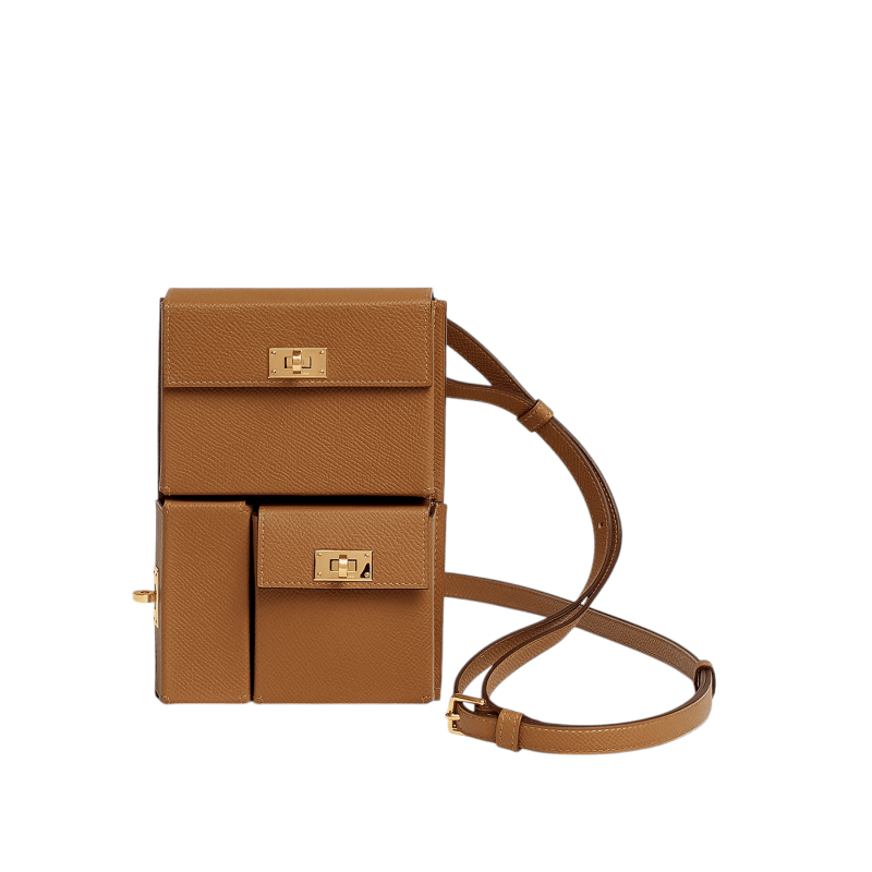Pre-Owned Hermes Kelly Multipocket To Go Pouch Epsom Gold GHW