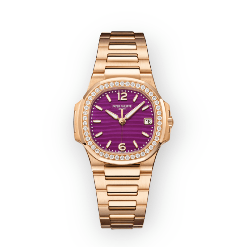 Pre-Owned Patek Philippe Ladies Nautilus Full Rose Gold Purple Dial 32mm 7010/1R-013