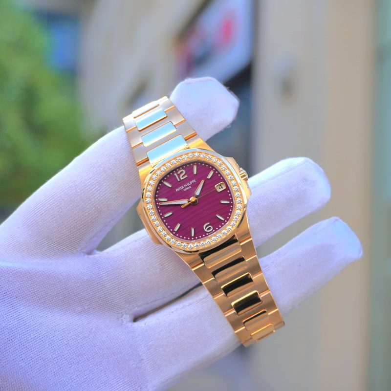 Pre-Owned Patek Philippe Ladies Nautilus Full Rose Gold Purple Dial 32mm 7010/1R-013 - Image 4