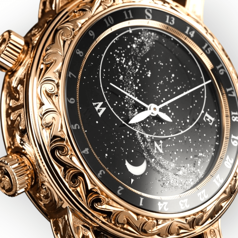 Pre-Owned Patek Philippe Grand Complications Sky Moon Tourbillion Rose Gold 44mm Brown leather Strap 6002R - Image 4